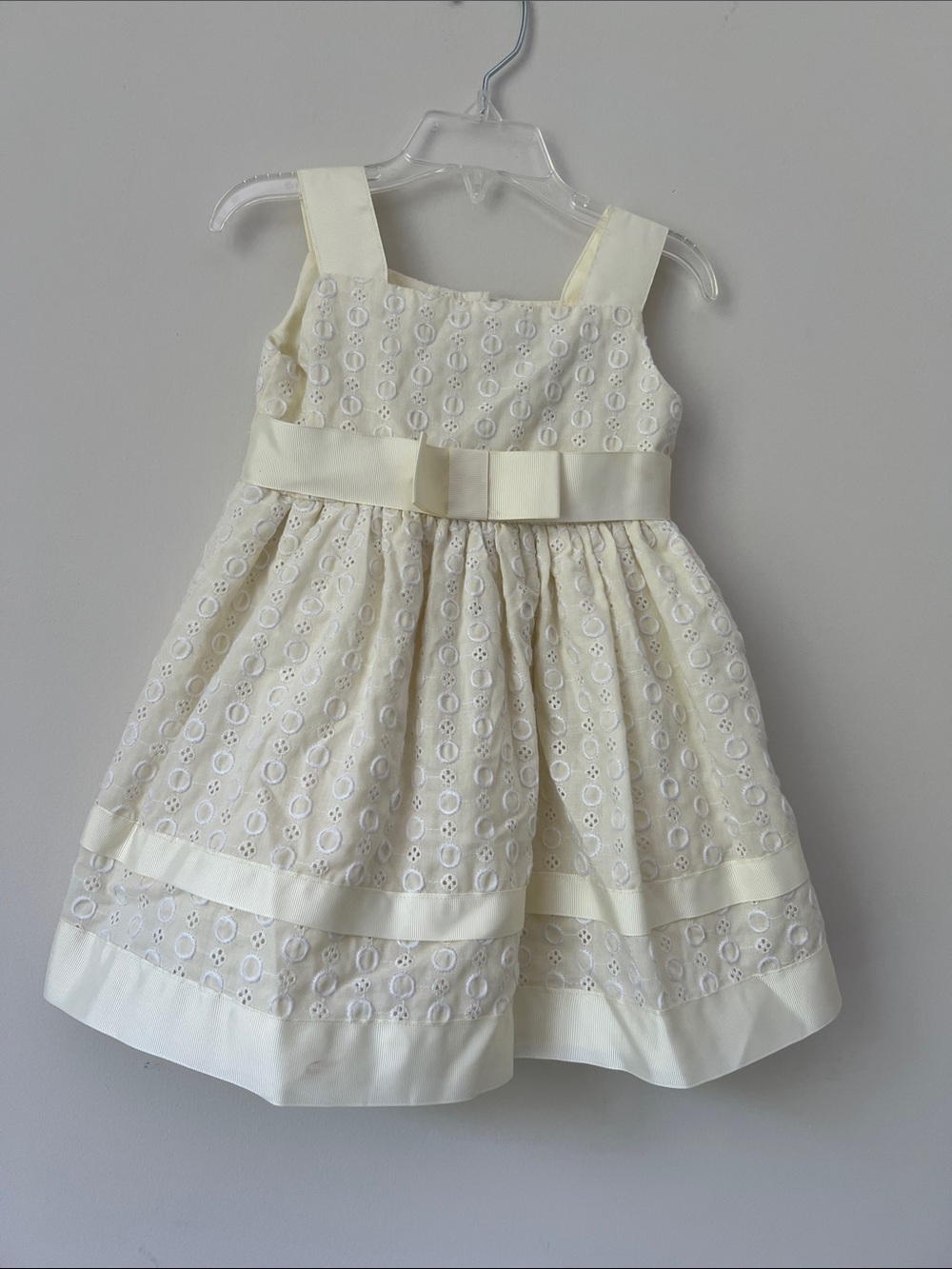 Sweet Heart Rose Cream Eyelet A-Line Dress with Bow